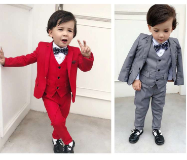 Anzug Set für Boys, chic in grau oder rot, 5-teilig wie abgebildet, ohne Schuhe