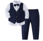 Preview: Total chic: Anzug-Set navyblau mit Weste, Hemd, Fliege und Hose