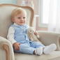 Preview: Festliches Buben-Outfit mit Weste und Fliege in hellblau