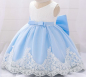 Preview: 5 Farben: Taufkleid, Ballkleidchen reich bestickt mit schicker Schleife und passendem Haarband
