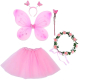Preview: Geschenkset für kleine Feen: Blütenkränzchen, Flügel, Zauberstab, Haarband, Haarreif und Tutu in rosa
