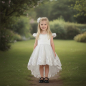 Preview: 6 Farben: Festliches Mädchenkleid, halblang, mit kleiner Schleppe, bauschig, mit vielen tollen Details!