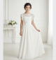 Preview: Zum verlieben: Langes Festkleid mit besonders schönen, feinen Ärmeln - weiss und elfenbein