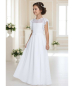Preview: Zum verlieben: Langes Festkleid mit besonders schönen, feinen Ärmeln - weiss und elfenbein