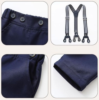 Preview: Elegant: Klassischer, stilsicherer Look mit Hosenträger und Beret in navyblau