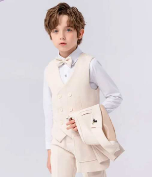 2 Farben: Eleganter Anzug für Jungen - 6-teilig - crème oder taubenblau