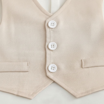 Preview: Baby Anzug-Set für den Sommer - elegant in beige-weiss