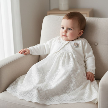 Ein Babyjäckchen wir früher! Süsser Bolero mit Blüten und Spitzen