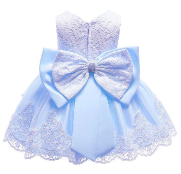 5 Farben: Taufkleid, Ballkleidchen reich bestickt mit schicker Schleife und passendem Haarband