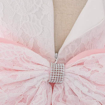 5 Farben: Taufkleid, Ballkleidchen reich bestickt mit schicker Schleife und passendem Haarband