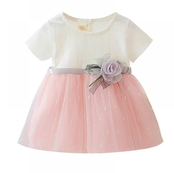 Elegantes Kleidchen bicolor rosa-weiss mit feiner Deko