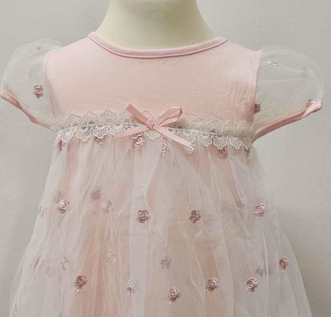 Preview: Pinkvanille-Collection: Traumhaftes, langes, besticktes Kleidchen für kleine Mädchen, hellrosa