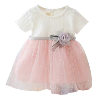 Elegantes Kleidchen bicolor rosa-weiss mit feiner Deko