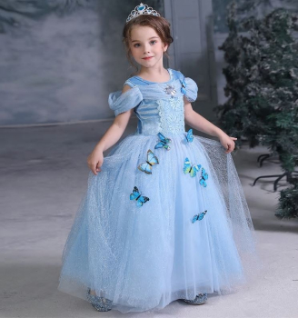 Blauer Traum - Cinderella oder Eiskönigin, wunderschönes, langes Prinzessinnenkleid