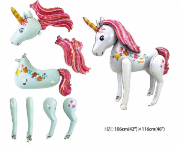 Riesiger Folienballon Einhorn, 'stehend'