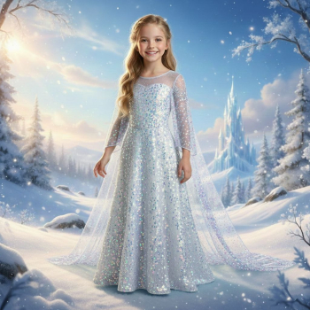 Einfach traumhaft: Eisköniginnen Verwandlungs-Kleid weiss-silber