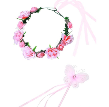 Preview: Geschenkset für kleine Feen: Flügel, Zauberstab, Haarband und Tutu in rosa