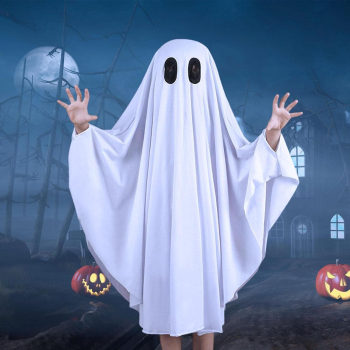 Gespensterkostüm Halloween für Kinder und Erwachsene - weiss