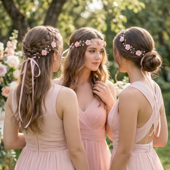 Preview: Blütenhaarband altrosa, bezaubernd fein und wunderschön!