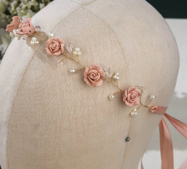 Blütenhaarband altrosa, bezaubernd fein und wunderschön!