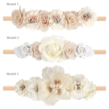 Wunderschöne Blüten-Haarbänder - 4 Modelle zauberhaft dekoriert - mit einem super-elastischen, weichen Band