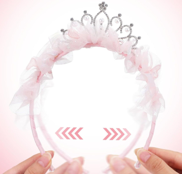 Prinzessinnen Haarreif rosa mit Glitzer-Krönchen