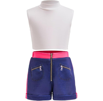 Preview: Stylisches Outfit für Kpop Fans - orange-blau, inspiriert von Rumi