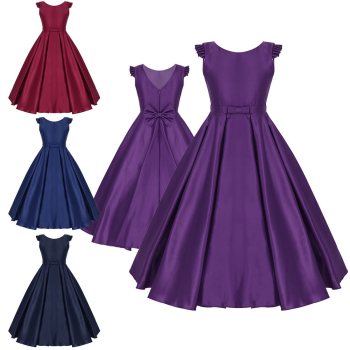 Langes Festkleid, Satin-Look, schlicht-elegant in 4 Farben