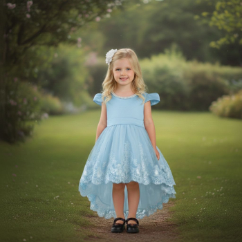 6 Farben: Festliches Mädchenkleid, halblang, mit kleiner Schleppe, bauschig, mit vielen tollen Details!