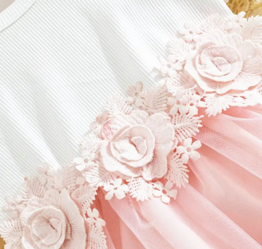 Perfekt für den ersten Geburtstag! Prinzessinnenkleidchen bicolor rosa-weiss mit Puffärmeln
