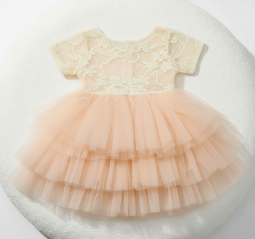 Preview: Kleidchen Set für neugeborene Baby-Mädchen, Champagner