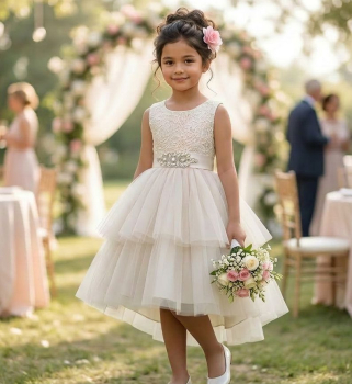 Chic in 4 Farben: Partykleid für Mädchen, elegant und halblang