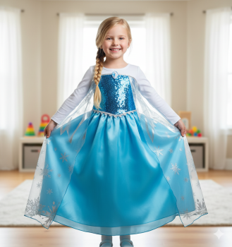 Von Elsa inspiriert - das perfekte glamouröse Kleid für kleine Eisköniginnen