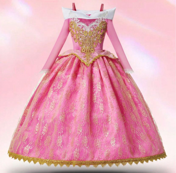 Das perfekteTraumkleid für Prinzessinnen und Dornröschen - goldbestickt, lang und bauschig