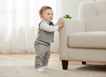 Preview: Pinkvanille-Collection: Stylishes Hellgrau-Weisses Anzug-Set, Eigenproduktion