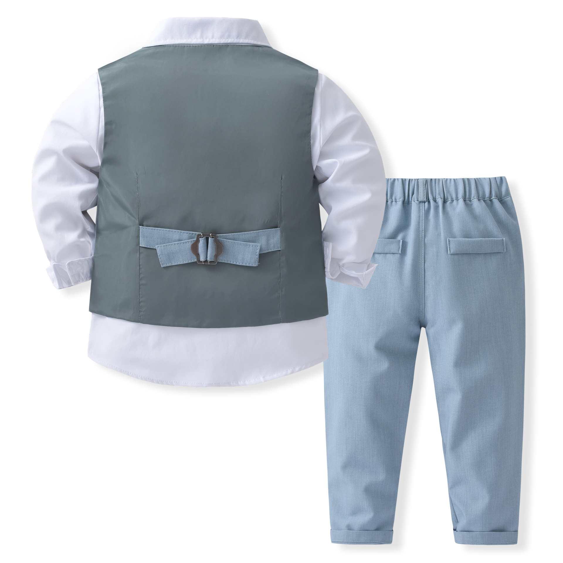 Marvelous World Jungen Anzug Set, 7-teilig – Slim Fit, Zweireiher, Mit Hemd, Krawatte, Fliege, Einstecktuch