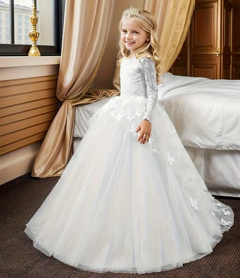 Linyuir Prinzessinnenkleid Für Mädchen - Elegantes Brautjungfernkleid Mit Versteckten Shorts