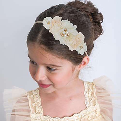 3 Stück Baby Stirnbänder Mit Blumen - Weiches Nylon Für Neugeborene