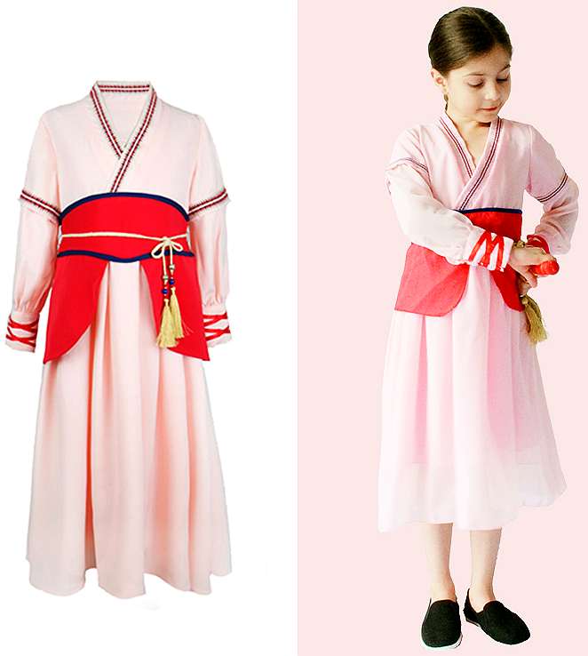Monissy Hua Mulan Prinzessin Kostüm Für Mädchen - Rot Mit Krone, Für Halloween & Verkleidungsparty