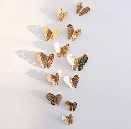 Wandsticker Schmetterlinge metallic gold silber 
