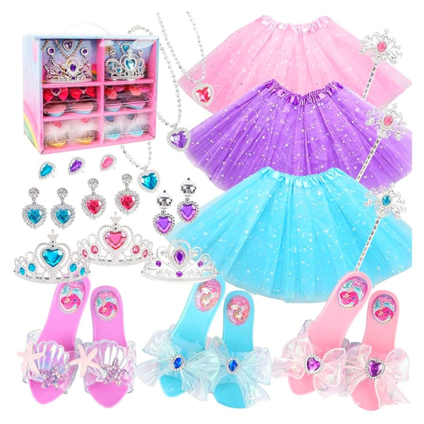 Grosses Prinzessinnen-Accessoires Sortiment mit Tutus, Schmuck und Schuhen