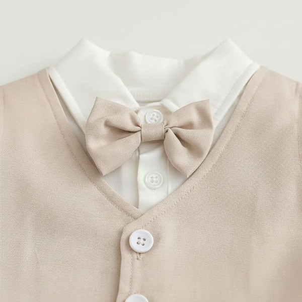 Baby Anzug-Set für den Sommer - elegant in beige-weiss