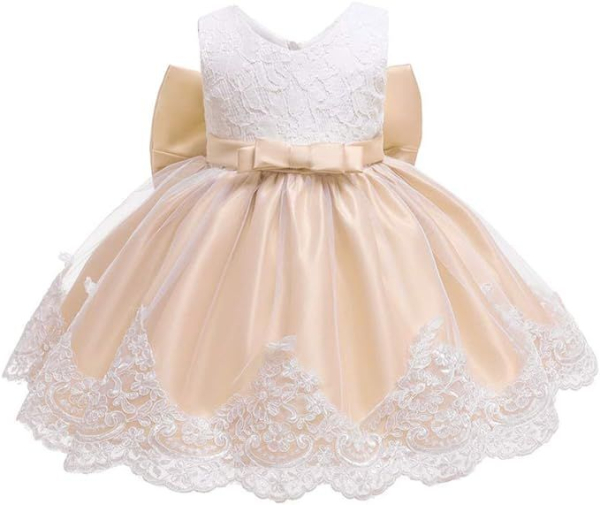 5 Farben: Taufkleid, Ballkleidchen reich bestickt mit schicker Schleife und passendem Haarband