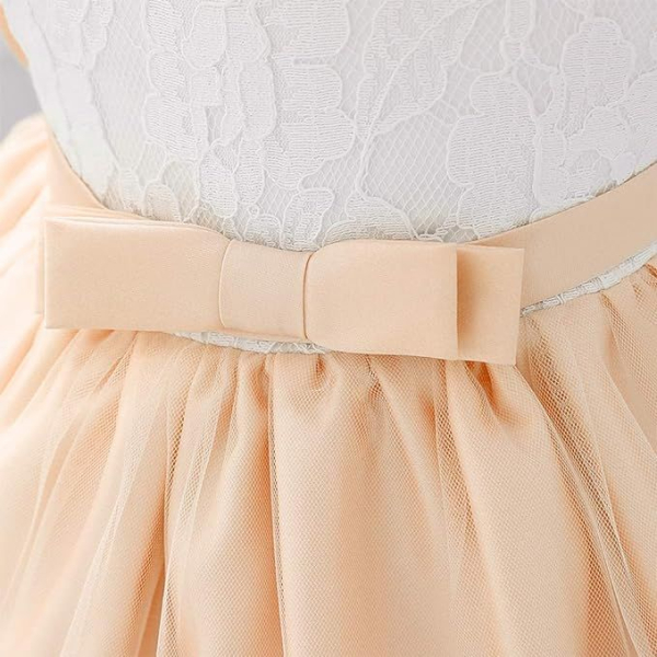 5 Farben: Taufkleid, Ballkleidchen reich bestickt mit schicker Schleife und passendem Haarband