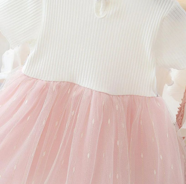 Elegantes Kleidchen bicolor rosa-weiss mit feiner Deko