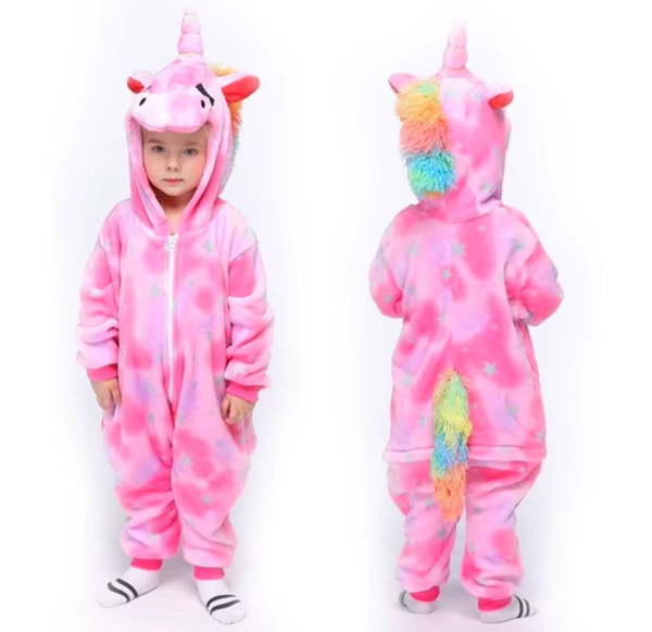 Süsses Einhorn - herziger Plüschoverall rosa für Babygirls