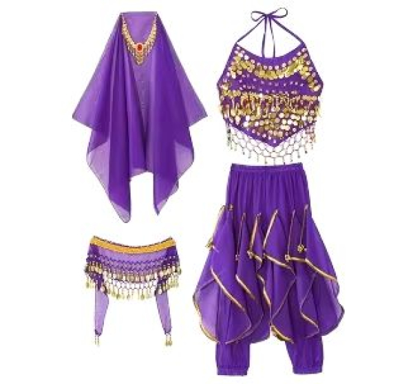 2 Farben: Bollywood oder 1001Nacht - wunderschönes Bauchtanz-Kostüm für Prinzessinnen