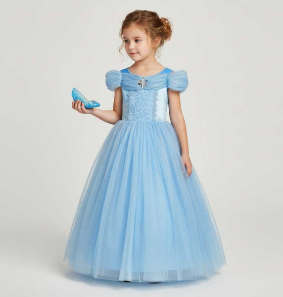 Blauer Traum - Cinderella oder Eiskönigin, wunderschönes, langes Prinzessinnenkleid