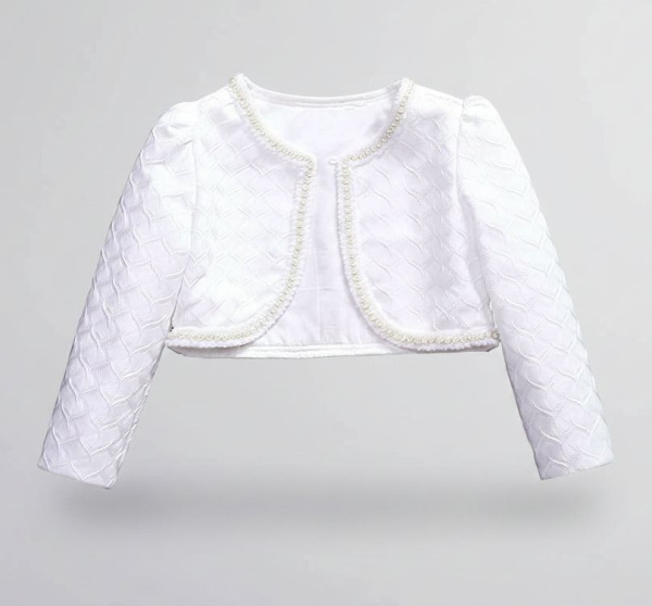 Elegantes Bolero-Jäckchen für Mädchen mit feiner Perlenbordüre