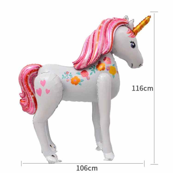Riesiger Folienballon Einhorn, 'stehend'